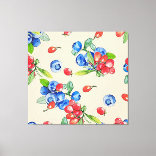 Goji, bosbes: waterverf illustratiepatroon. canvas afdruk