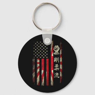 Goju Ryu Karate VS Amerikaanse Japanse Vlag Dojo Sleutelhanger