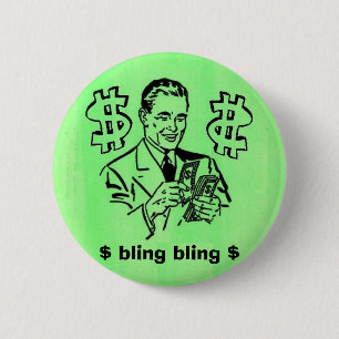 gokken, $ bling ronde button 5,7 cm