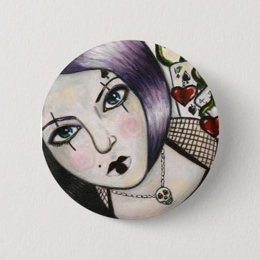 Gokken met doodkenteken ronde button 5,7 cm (Voorkant)