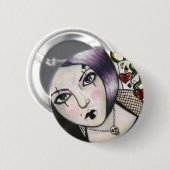 Gokken met doodkenteken ronde button 5,7 cm (Voorkant /achterkant)