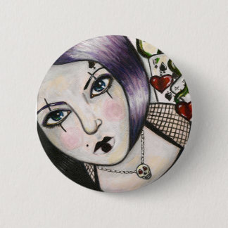 Gokken met doodkenteken ronde button 5,7 cm