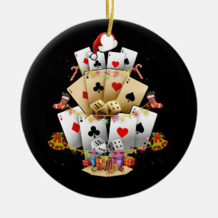 Gokken Poker Spel Xmas Verlichting Kerstboom A Keramisch Ornament