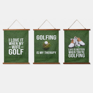 Gol Grappige quotes voor golfer Hangend Wandkleed
