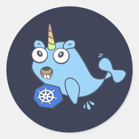 Golang gopher Docker eenhoorn met Kubernetes Ronde Sticker (Voorkant)