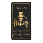 Gold 100% Raw Honey Bee Label Apiary (Voorkant)