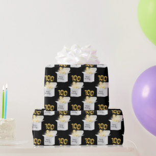 Gold 100th Birthday-ballonnen in witte doos Cadeaupapier