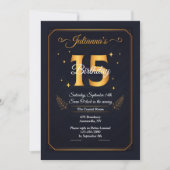 Gold 15 Invitation d'anniversaire (Devant)