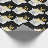 Gold 16e verjaardag ballonnen in witte doos cadeaupapier (Hoek)