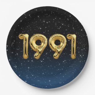 Gold 1991 geboortejaarballonnen in Bord met sterve