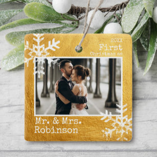 Gold 1 Kerstmis Mr. & Mrs Foto Keramisch Ornament