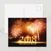 Gold 2018 Bonne année Fireworks Carte postale (Devant / Derrière)