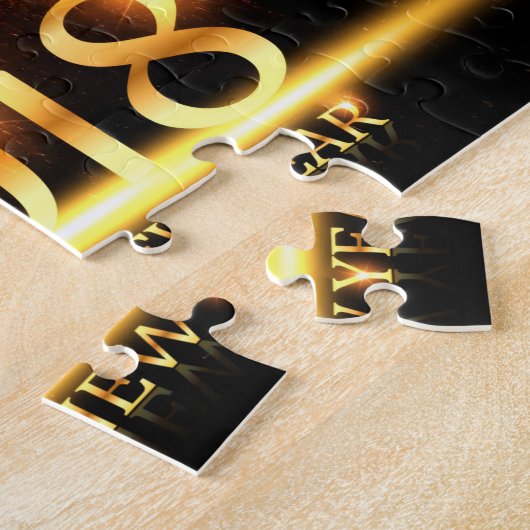 Gold 2018 Joyeux Nouvel An Fireworks puzzle (Côté)