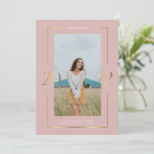 Gold 2022 Dusty Pink Photo Graduation Faire-part (Debout devant)