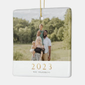 Gold 2022 Single Photo met kerstmis Keramisch Ornament (Links)