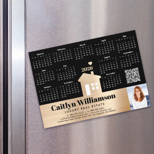 Gold 2025 Calendrier Realtor Photo QR Code Magnet