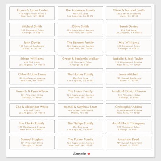 Gold 27 Custom Guest Names Address Wedding Labels (Vel)