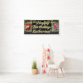 Gold 2 FotoHappy Birthday Party Spandoek (Insitu)