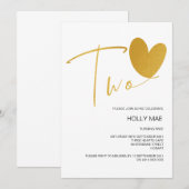 Gold 2e Invitation anniversaire Deux Anniversaire  (Devant / Derrière)