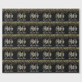 Gold 30th Birthday Faux Glitter Confetti Black Cadeaupapier (Vlak)