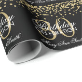 Gold 30th Birthday Faux Glitter Confetti Black Cadeaupapier (Rol Hoek)