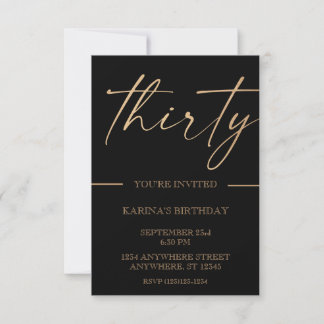 Gold 30th Birthday Invitation Kaart