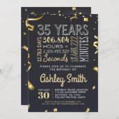 Gold 35th Birthday Party Invitation - 35 ans (Devant / Derrière)
