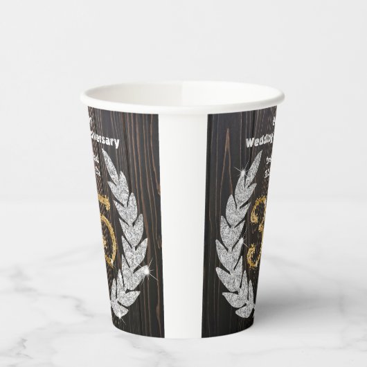 Gold 35th Wedding Jubileum, Diamond Laurel Pape Papieren Bekers (Links)