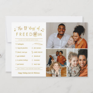 Gold 3 Foto Collage Funny Post Covid Kerstmis Feestdagenkaart