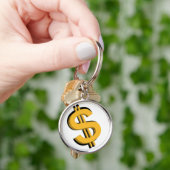 Gold 3D Dollar Sign-Sleutelhanger Sleutelhanger (Hand)