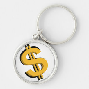 Gold 3D Dollar Sign-Sleutelhanger Sleutelhanger