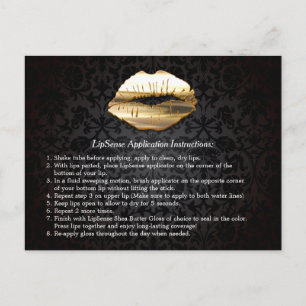 Gold 3D Lips Beauty Salon Makeup Instruction Tips Briefkaart