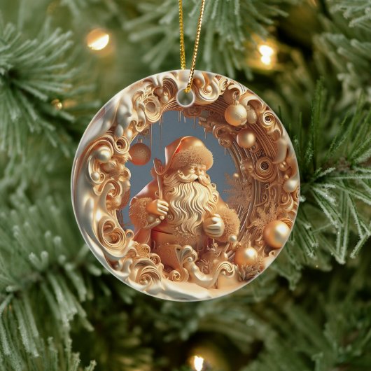 Gold 3d Santa-clausule Keramisch Ornament (Boom)