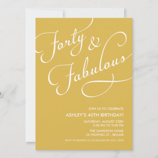 Gold 40 en Fabulous Invitations Kaart (Voorkant)