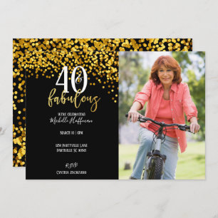 Gold 40 & Fabulous 40th Birthday Party Invitations