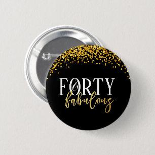 Gold 40e en Fabulous Birthday Confetti Button