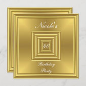 Gold 40th Anniversaire Fête Invitation (Devant / Derrière)