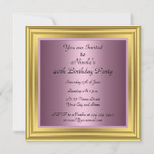 Gold 40th Anniversaire Fête Invitation (Dos)