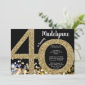 Gold 40th Birthday Invitation - 40th Invitation (Debout devant)