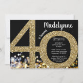 Gold 40th Birthday Invitation - 40th Invitation Kaart (Voorkant)