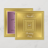 Gold 40th Birthday Party Invitation Kaart (Voorkant / Achterkant)