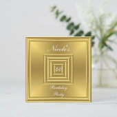Gold 40th Birthday Party Invitation Kaart (Staand voorkant)