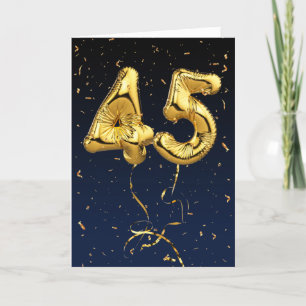 Gold 45 Mylar Birthday-ballonnen en Confetti-kaart Kaart