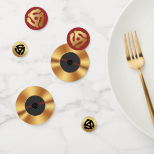Gold 45 RPM Vinyl Record Confetti - Retro Music Pa