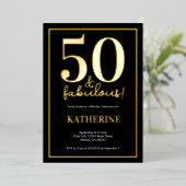 Gold 50 and Fabulous 50th Birthday Foil Invitation (Debout devant)