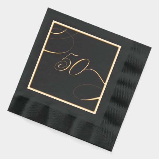 Gold 50 Calligraphy Milestone Birthday Anniversary (Gauche)