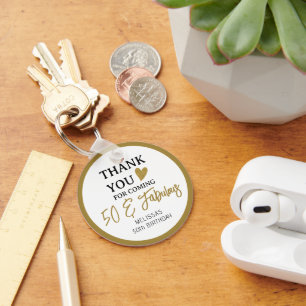 Gold 50- en Fabulous 50th Birthday Party Favors Sleutelhanger