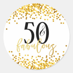 Gold 50 en Fabulous Birthday Party Stickers