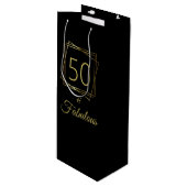 Gold 50 en Fabulous Birthday Wijn Cadeautas (Voorkant Gekanteld)
