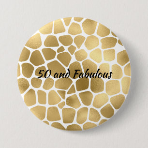 Gold 50 en Fabulous Giraffe Print Abstract Ronde Button 7,6 Cm